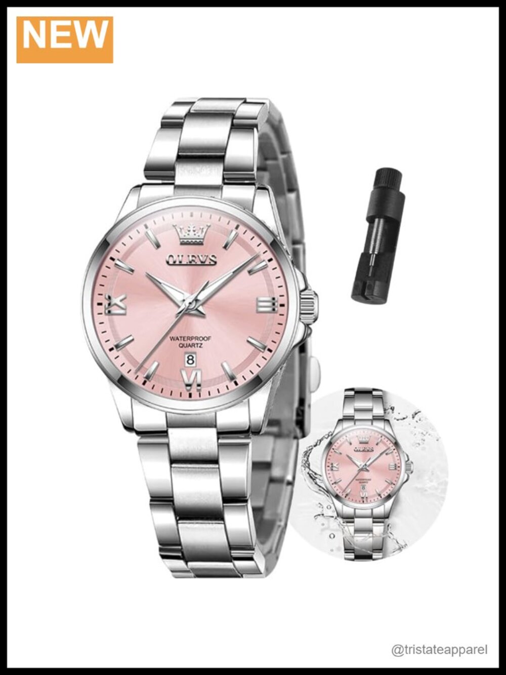 OLEVS Women's Stainless Steel Watch Waterproof Analog Quartz Round Dress Watch